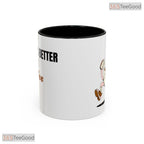 Running Coffee Cup Cartoon Playful Morning Ritual Humor Two Tone Ceramic Accent Mug