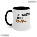 Running Coffee Cup Cartoon Playful Morning Ritual Humor Two Tone Ceramic Accent Mug