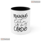 Running Late Is My Cardio Accent Mug - Funny Pink Fitness Slogan Ceramic Coffee Cup