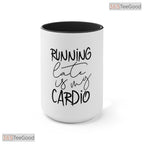 Running Late Is My Cardio Accent Mug - Funny Pink Fitness Slogan Ceramic Coffee Cup