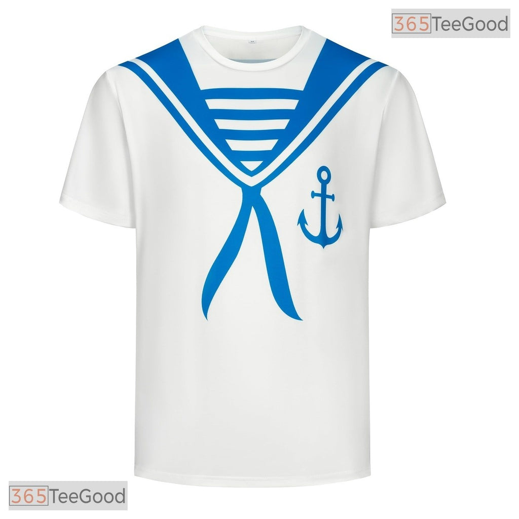 White Sailor Uniform Anchor Costume Novelty 3D Printed Casual Unisex Tee Shirt Tops