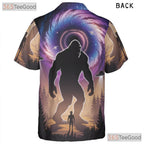 Sasquatch Alien UFO Hawaiian Shirt- Unisex Sci-Fi Galaxy Print Summer Top