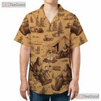 Sasquatch Bigfoot Camping Tropical Forest Campfire Aloha Hawaiian Tee Unisex