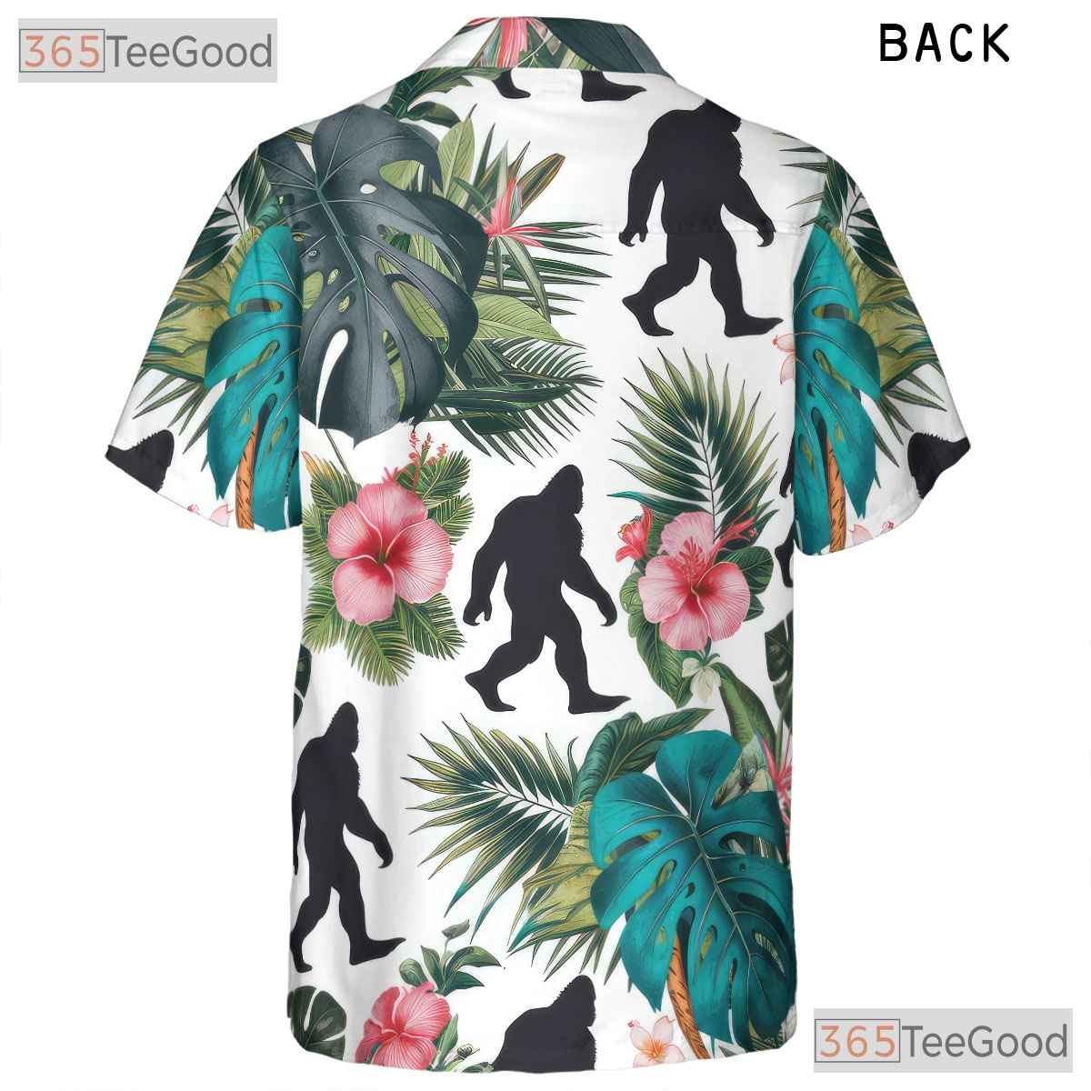 Sasquatch Jungle Floral Hawaiian Tee - Adult Seamless Print Aloha Shirt