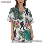 Sasquatch Jungle Floral Hawaiian Tee - Adult Seamless Print Aloha Shirt