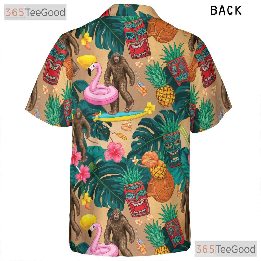 Sasquatch Tiki Luau Hawaiian Shirt- Unisex Funny Aloha Top Summer Casual Wear