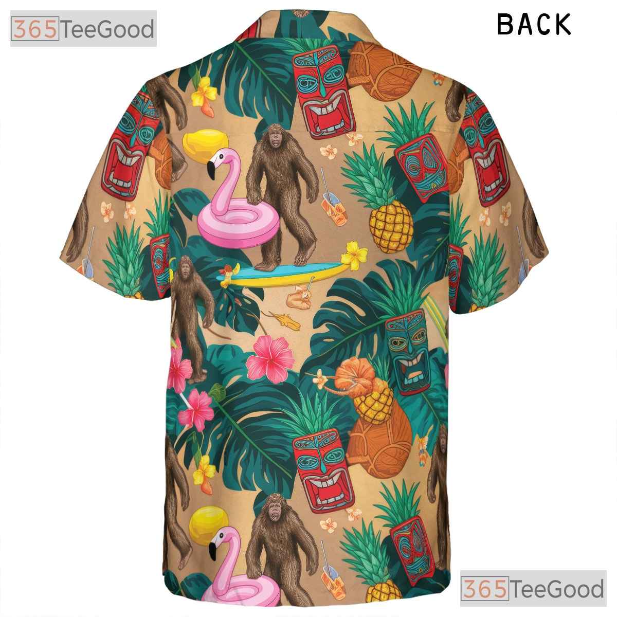 Sasquatch Tiki Luau Hawaiian Shirt- Unisex Funny Aloha Top Summer Casual Wear