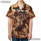 Sci-Fi Alien Cowboy Hawaiian Shirt for Men - Western Desert Party Outfit