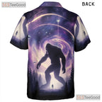 Sci-Fi Alien Sasquatch Hawaiian Shirt- Unisex UFO Galaxy Print Summer Apparel