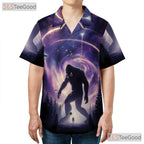 Sci-Fi Alien Sasquatch Hawaiian Shirt- Unisex UFO Galaxy Print Summer Apparel