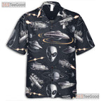 Sci-Fi UFO Alien Hawaiian Shirt for Men - Retro Space Galaxy Party Tee