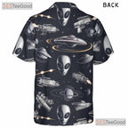 Sci-Fi UFO Alien Hawaiian Shirt for Men - Retro Space Galaxy Party Tee