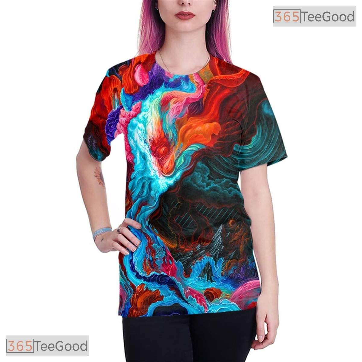 Vibrant Colorful Novelty Graphic 3D Printed Casual Unisex T-Shirt For Teens Tops