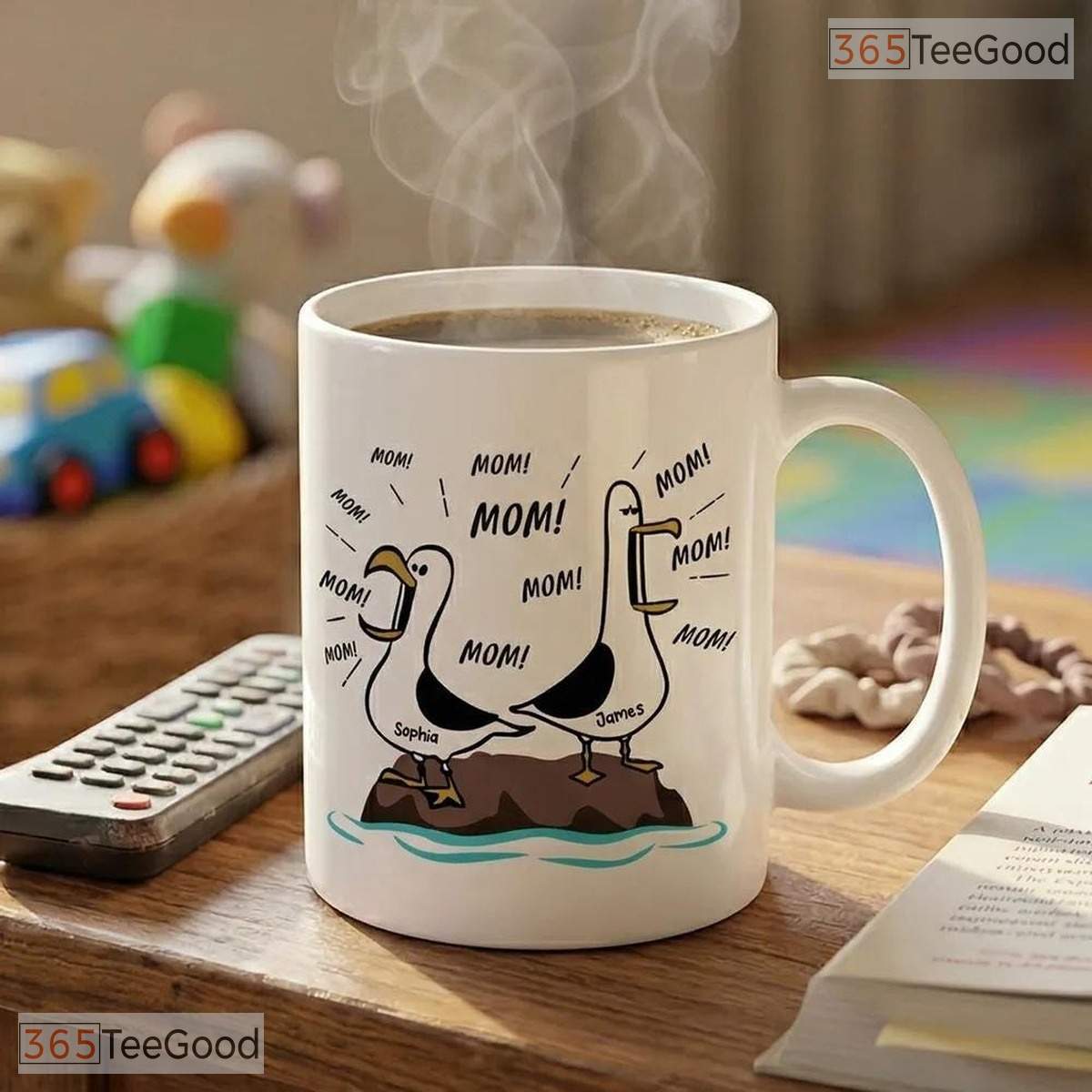 Personalized Seagull Mom Name Funny Mother's Day Gift Colorful Ceramic Accent Coffee Mug
