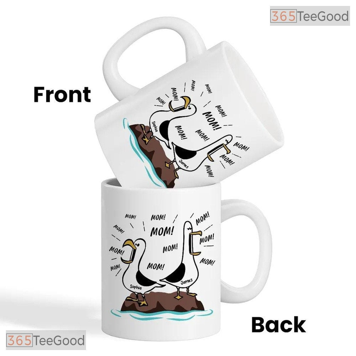 Personalized Seagull Mom Name Funny Mother's Day Gift Colorful Ceramic Accent Coffee Mug