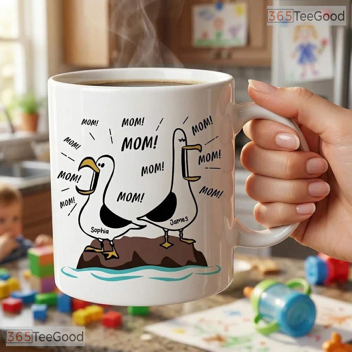 Personalized Seagull Mom Name Funny Mother's Day Gift Colorful Ceramic Accent Coffee Mug