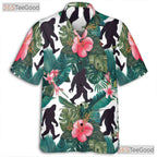 Seamless Jungle Floral Bigfoot Hawaiian Tee - Men's Home Beach Aloha Shirt