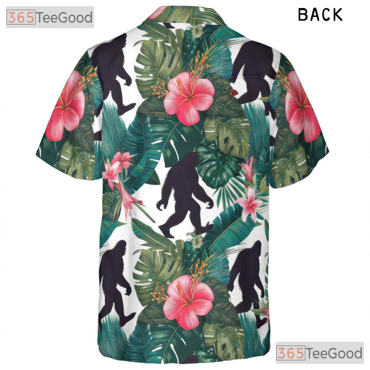 Seamless Jungle Floral Bigfoot Hawaiian Tee - Men's Home Beach Aloha Shirt