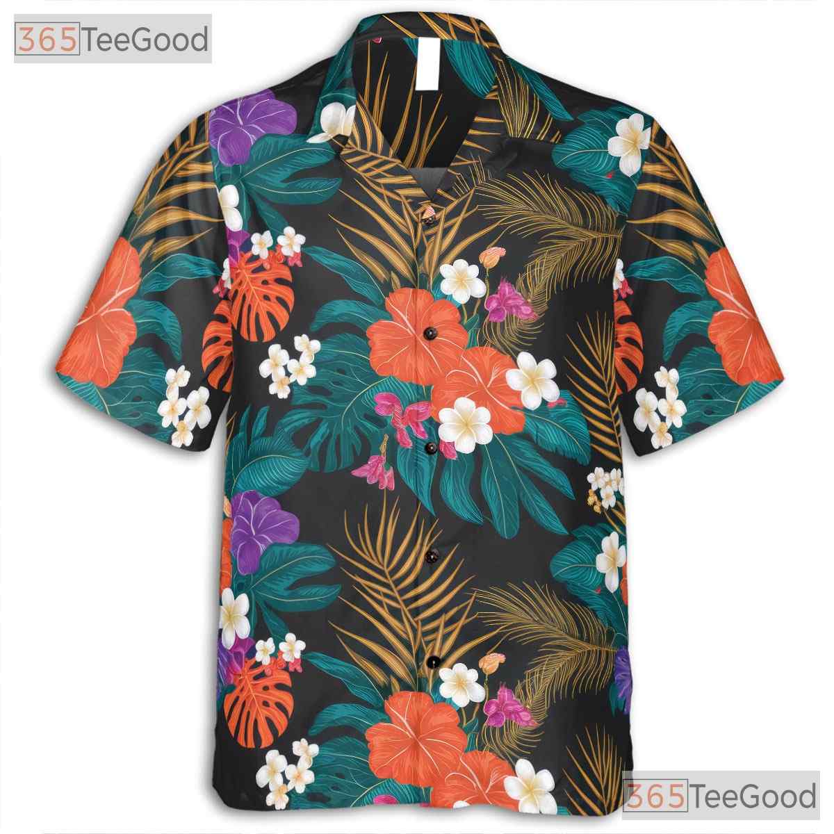 Seamless Jungle Floral Hawaiian Shirt- Unisex Vibrant Botanical Tropical Aloha