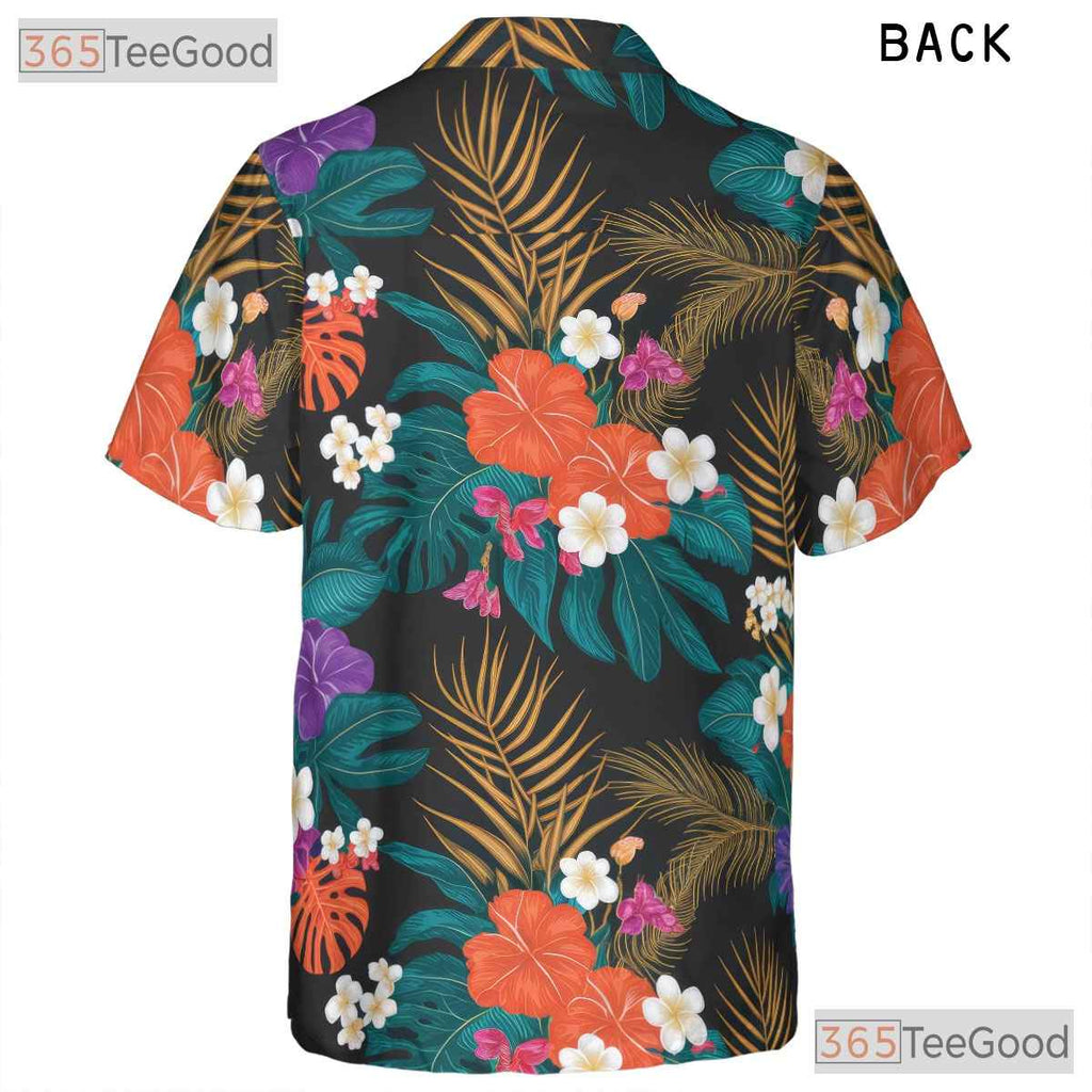 Seamless Jungle Floral Hawaiian Shirt- Unisex Vibrant Botanical Tropical Aloha