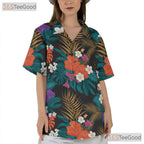 Seamless Jungle Floral Hawaiian Shirt- Unisex Vibrant Botanical Tropical Aloha