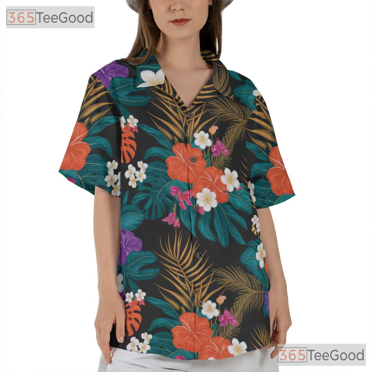 Seamless Jungle Floral Hawaiian Shirt- Unisex Vibrant Botanical Tropical Aloha