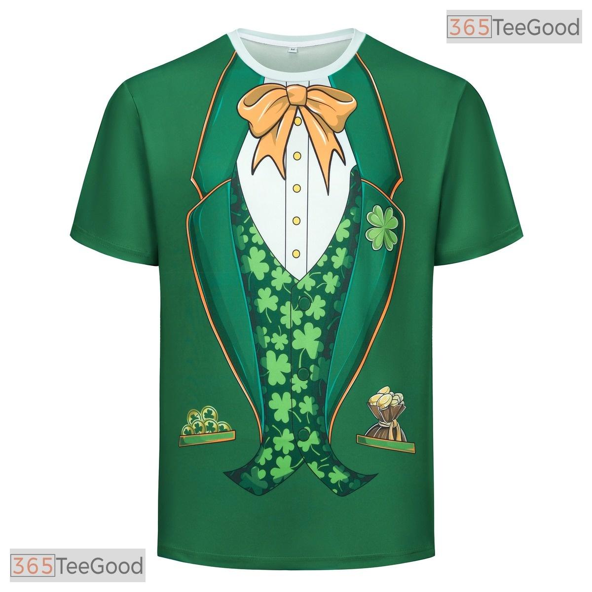 Green Shamrock St Patricks Day Costume Novelty 3D Printed Casual Unisex T-Shirt Top
