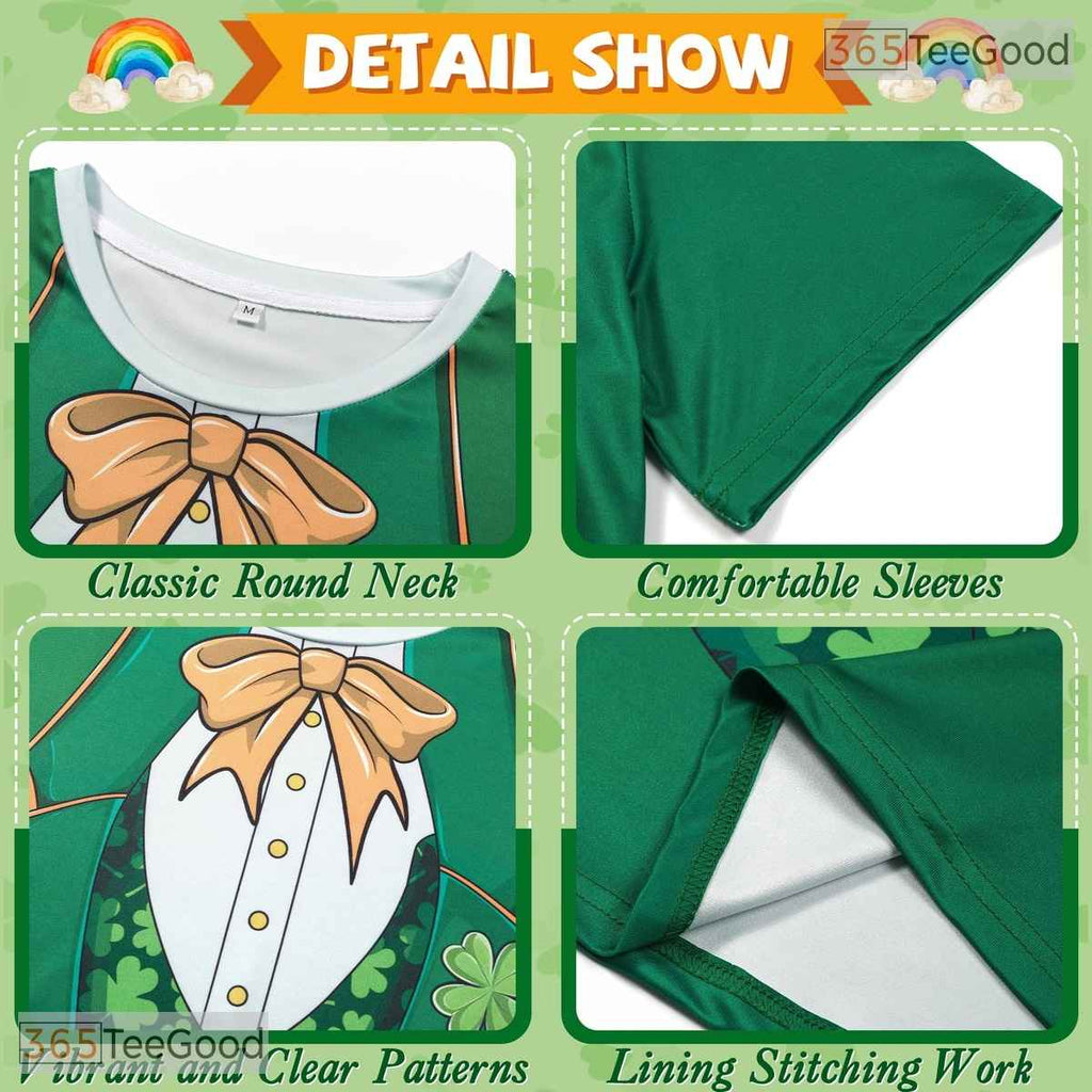 Green Shamrock St Patricks Day Costume Novelty 3D Printed Casual Unisex T-Shirt Top