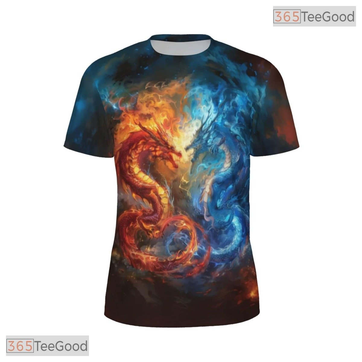Mythical Twin Dragon Fantasy Graphic 3D Printed Casual Unisex Tee Shirt Apparel