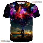 Multicolor Cosmic Nebula Graphic Art 3D Printed Casual Unisex Tee Shirt Tops