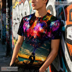 Multicolor Cosmic Nebula Graphic Art 3D Printed Casual Unisex Tee Shirt Tops