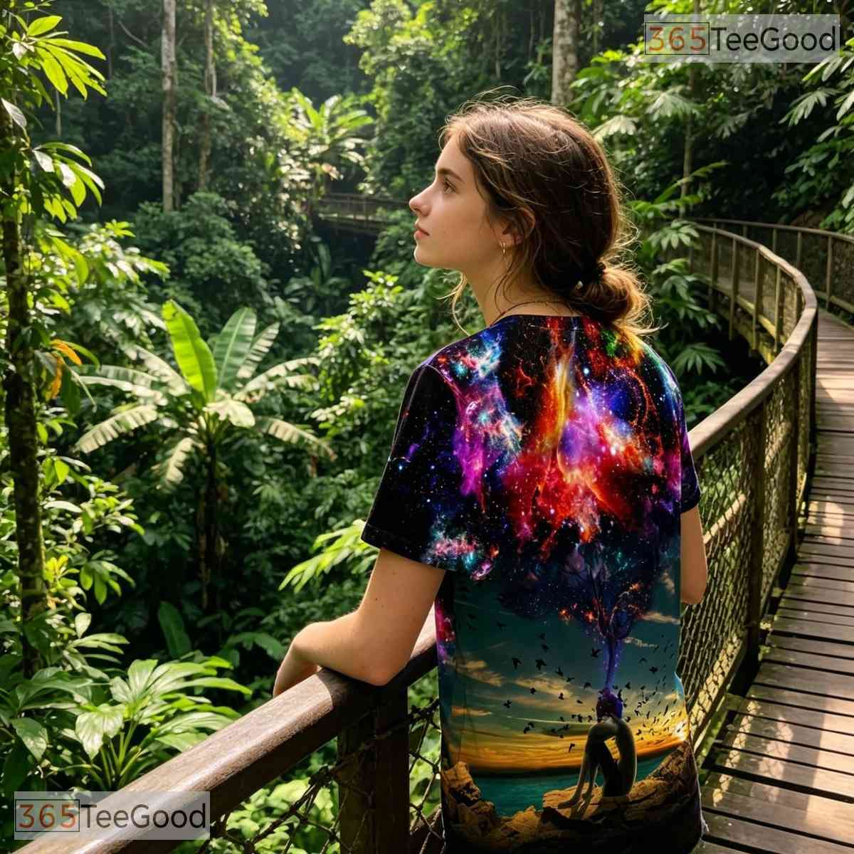 Multicolor Cosmic Nebula Graphic Art 3D Printed Casual Unisex Tee Shirt Tops