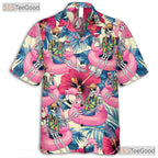 Skeleton Flamingo Print Aloha Hawaiian Shirt Unisex Beach Festival Look