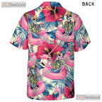 Skeleton Flamingo Print Aloha Hawaiian Shirt Unisex Beach Festival Look