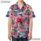 Skeleton Flamingo Print Aloha Hawaiian Shirt Unisex Beach Festival Look
