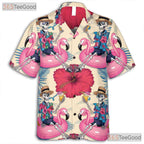 Skeleton Flamingo Tropical Hawaiian Shirt Unisex Beach Party Festival Wear