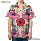 Skeleton Flamingo Tropical Hawaiian Shirt Unisex Beach Party Festival Wear