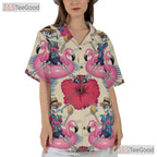 Skeleton Flamingo Tropical Hawaiian Shirt Unisex Beach Party Festival Wear