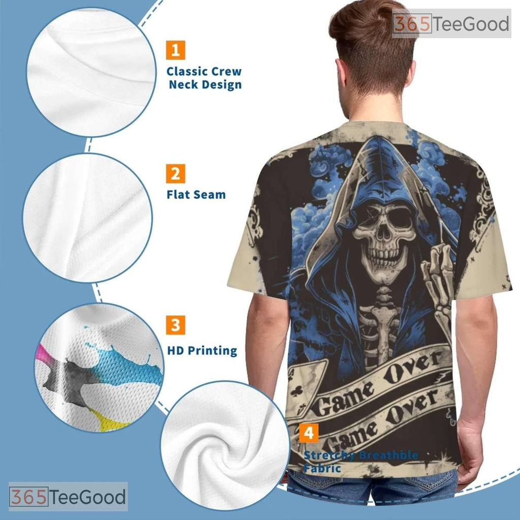 Skeleton Poker Cards Casino Graphic 3D Printed Casual Short Sleeve Unisex Shirt