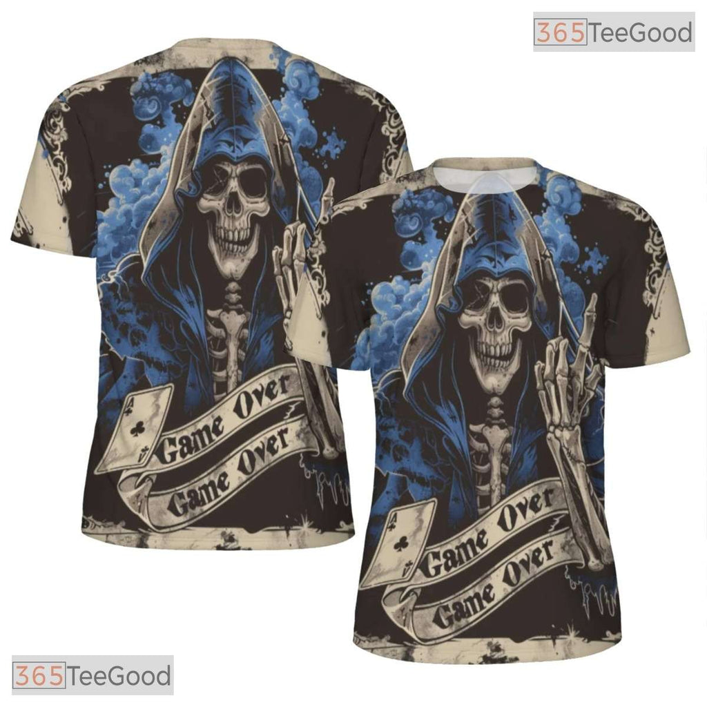 Skeleton Poker Cards Casino Graphic 3D Printed Casual Short Sleeve Unisex Shirt