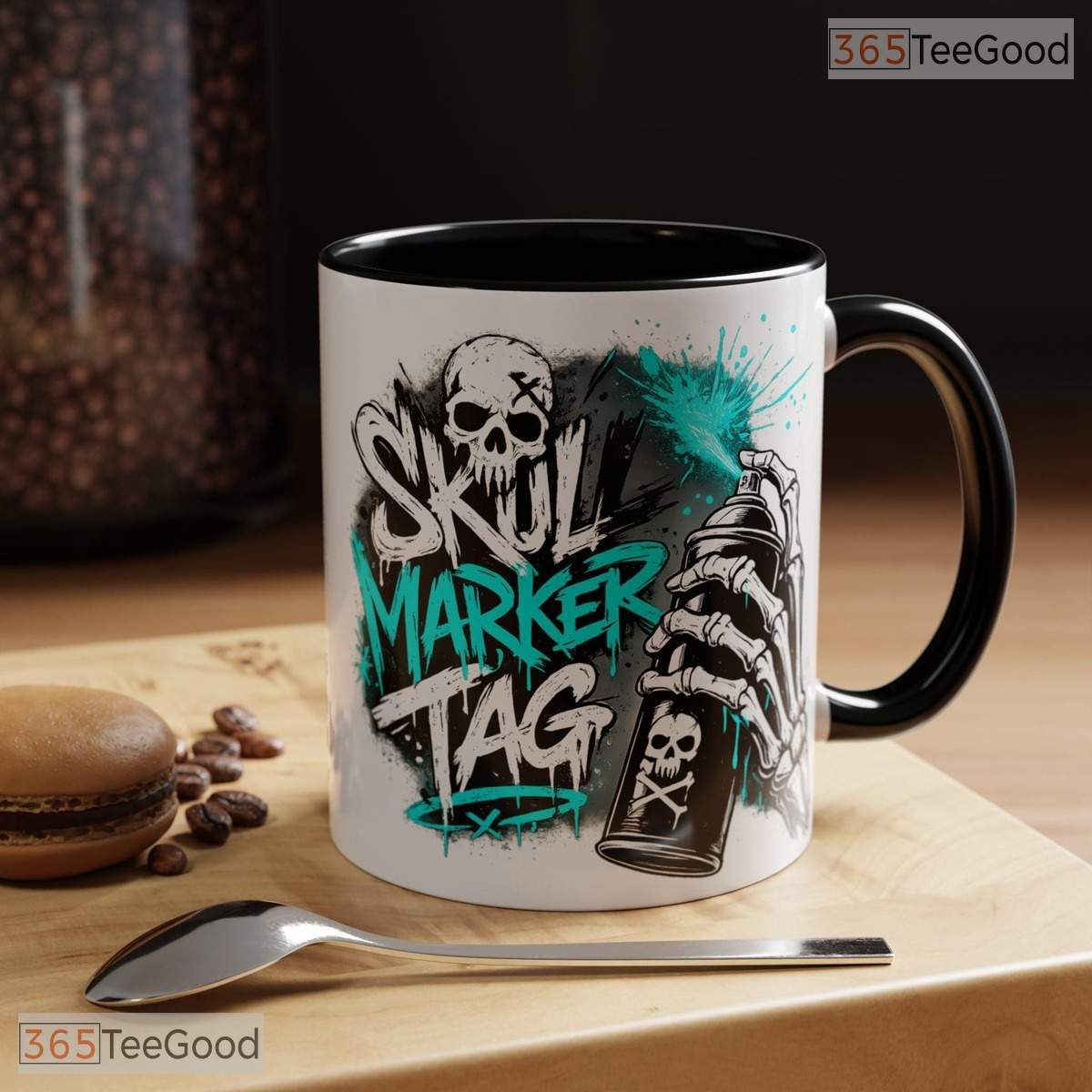Urban Graffiti Skull Marker Tag Design Street Art Edgy Premium Ceramic Accent Coffee Mug