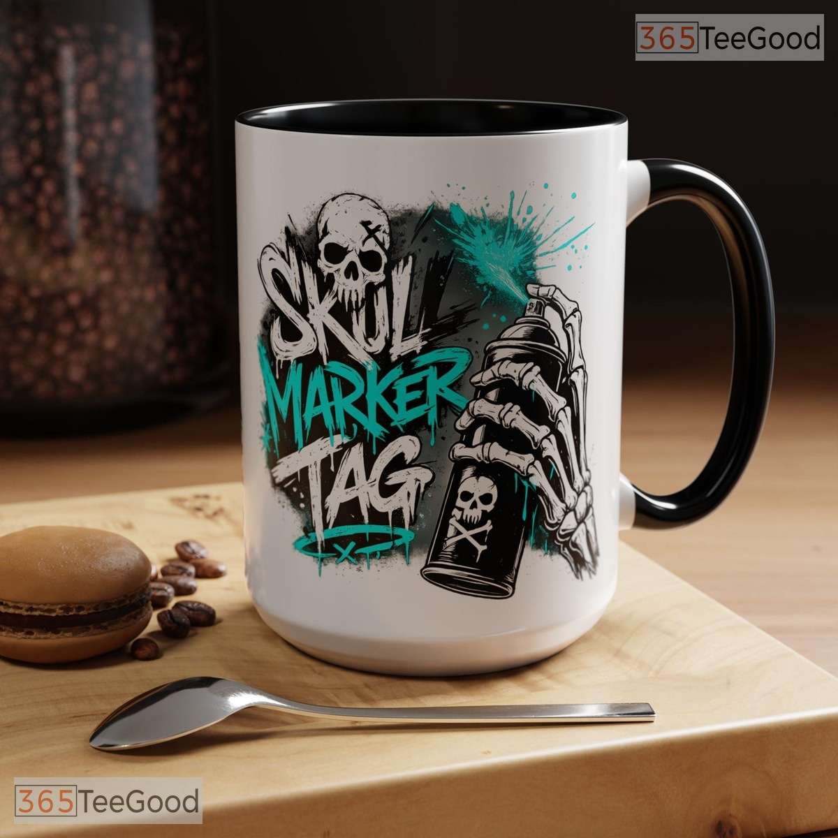 Urban Graffiti Skull Marker Tag Design Street Art Edgy Premium Ceramic Accent Coffee Mug