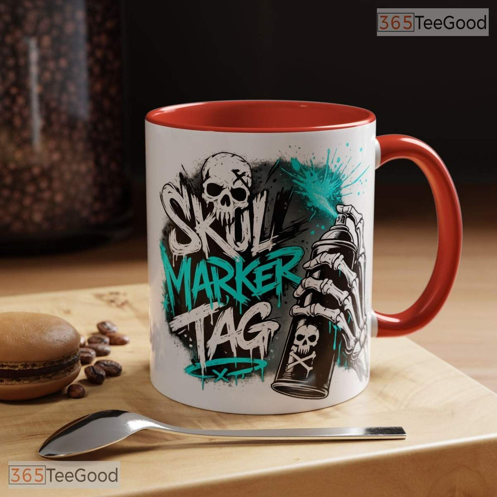 Urban Graffiti Skull Marker Tag Design Street Art Edgy Premium Ceramic Accent Coffee Mug