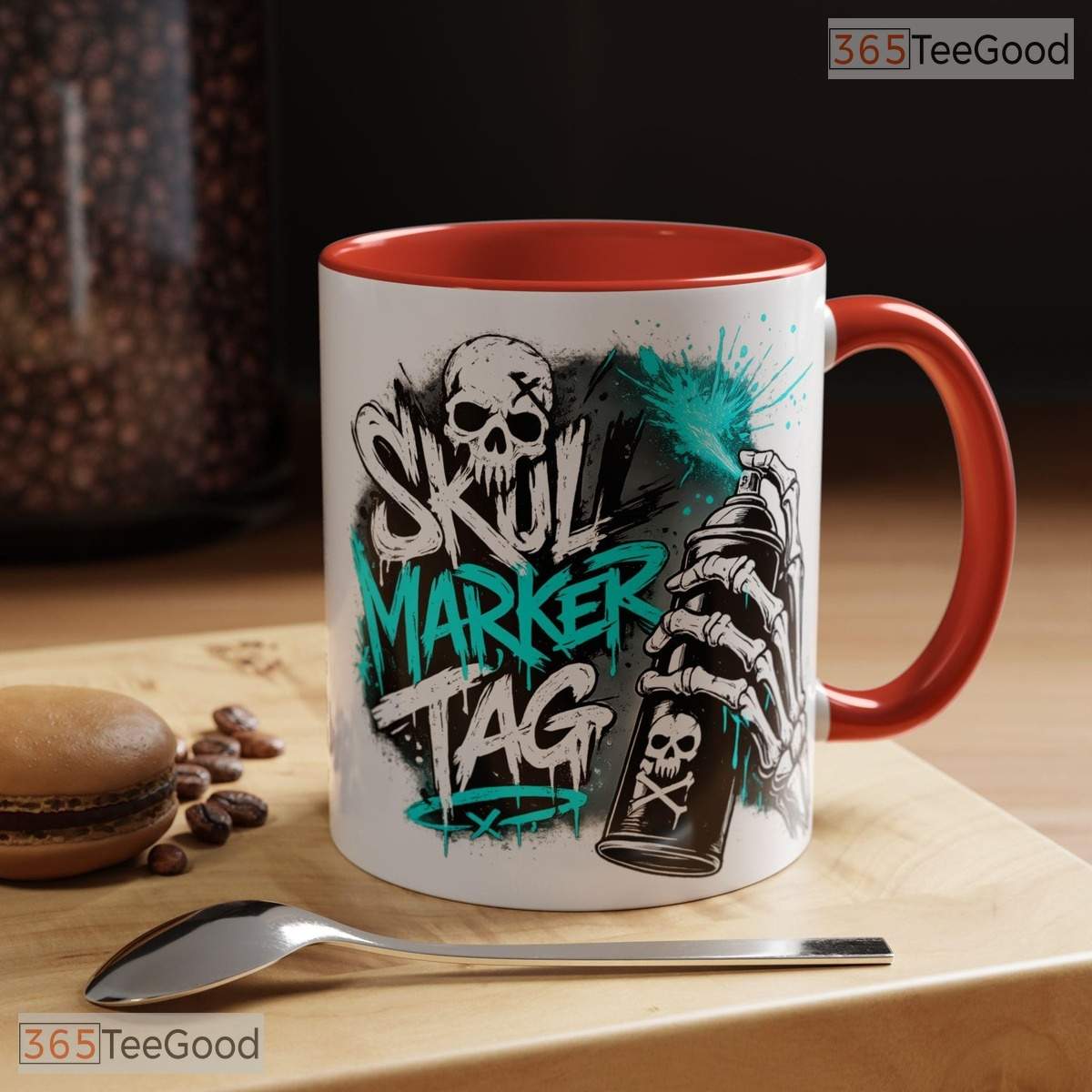 Urban Graffiti Skull Marker Tag Design Street Art Edgy Premium Ceramic Accent Coffee Mug