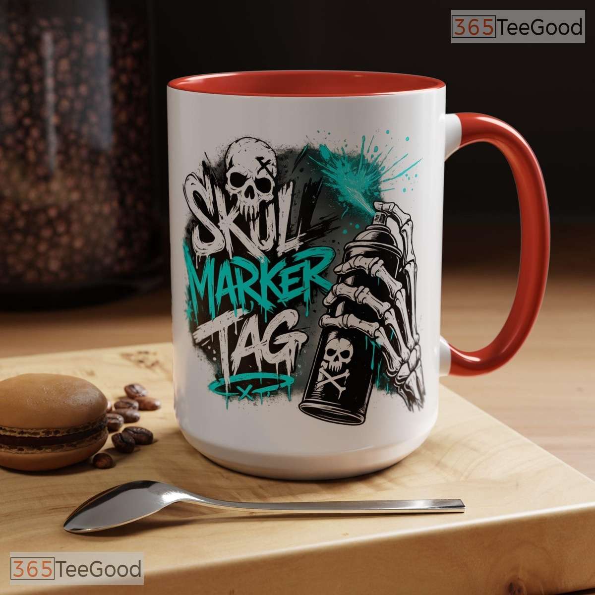 Urban Graffiti Skull Marker Tag Design Street Art Edgy Premium Ceramic Accent Coffee Mug