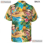Sloth Print Hawaiian Shirt Unisex Tropical Summer Beach Vacation Top