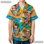 Sloth Print Hawaiian Shirt Unisex Tropical Summer Beach Vacation Top