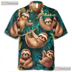 Sloth Rainforest Theme Hawaiian Tee - Unisex Funny Summer Beach Outfit