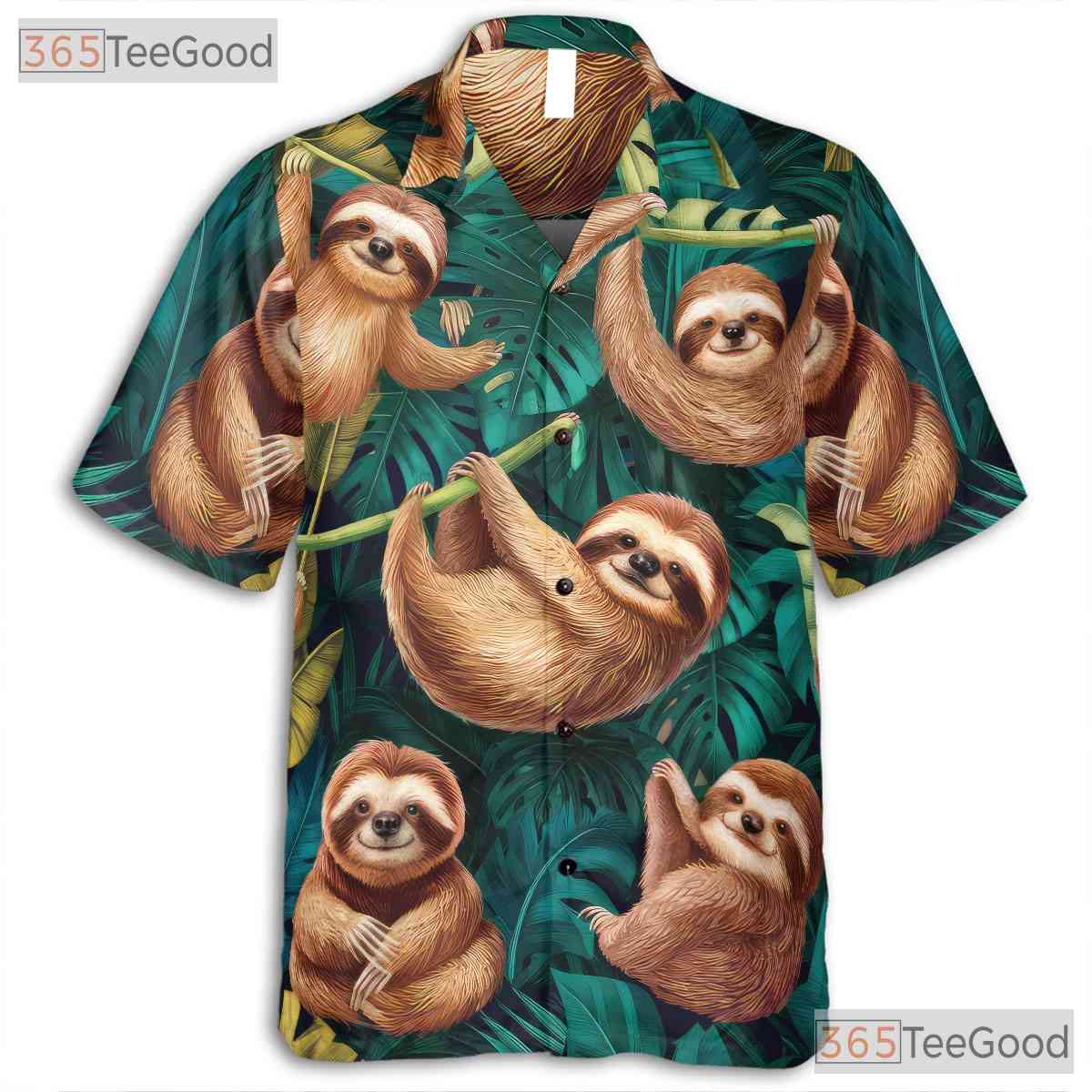 Sloth Rainforest Theme Hawaiian Tee - Unisex Funny Summer Beach Outfit