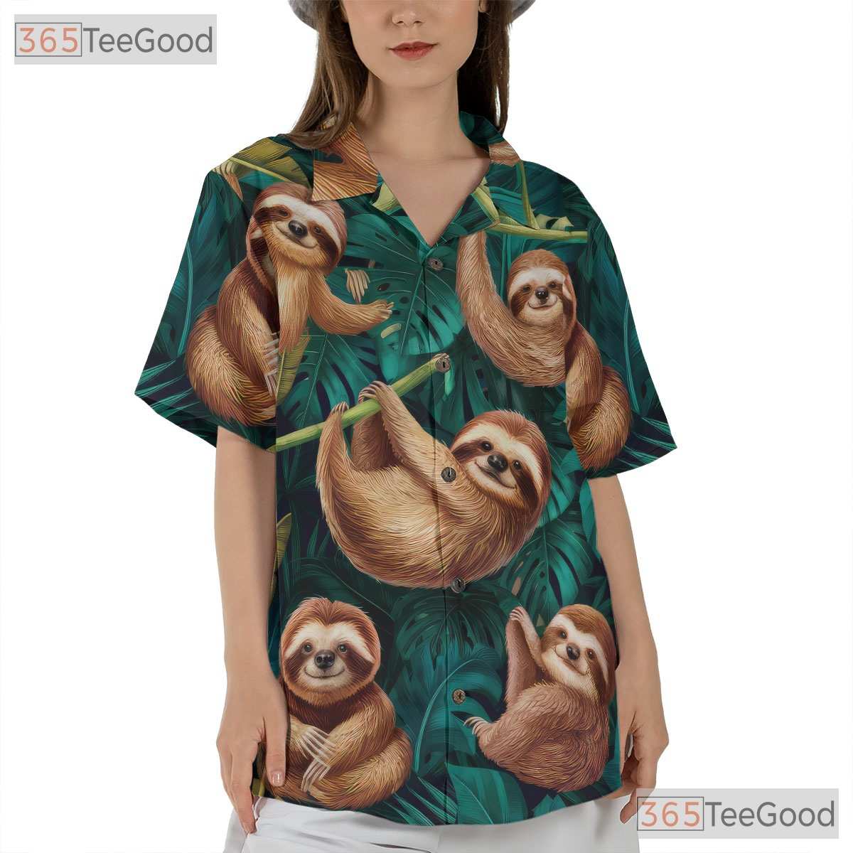 Sloth Rainforest Theme Hawaiian Tee - Unisex Funny Summer Beach Outfit